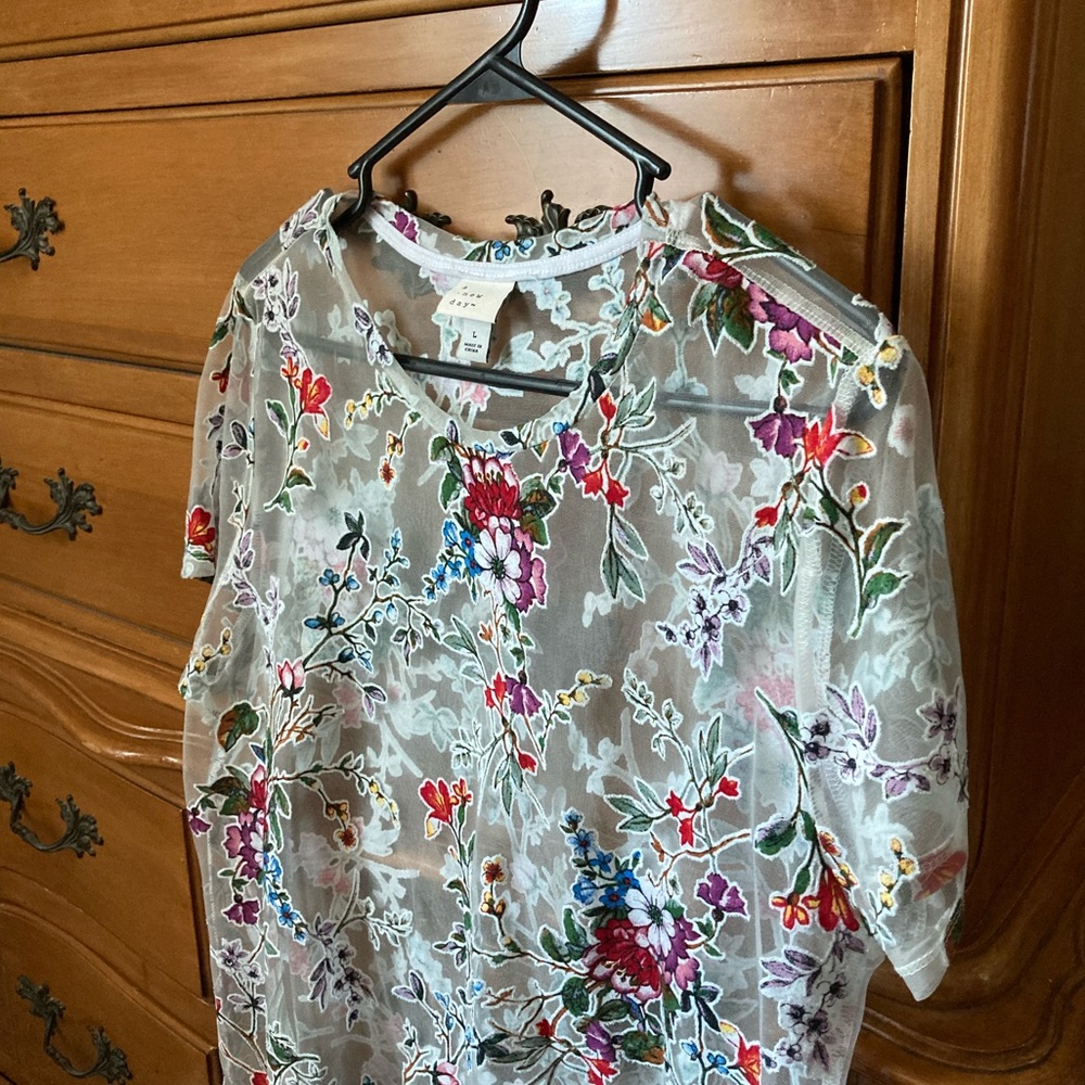 A New Day Mesh Floral Top
